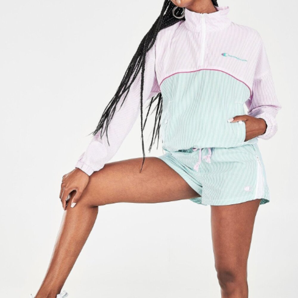 Champion Seersucker Half zip pullover and short set